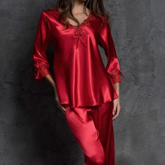 Punainen Satiini Pyjama
