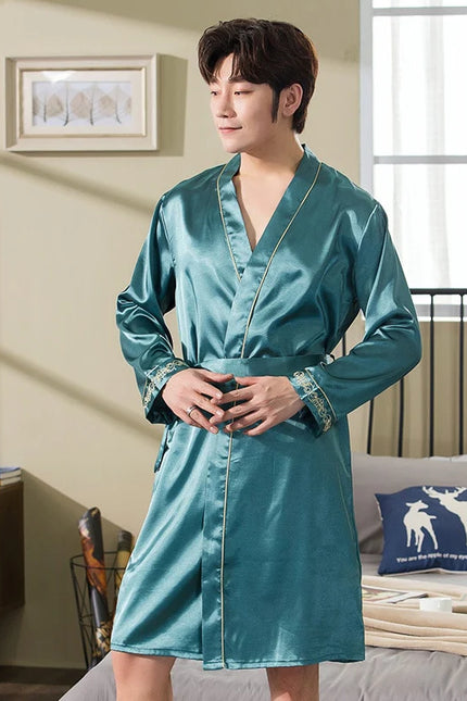 Peignoir Satin Homme Aqua