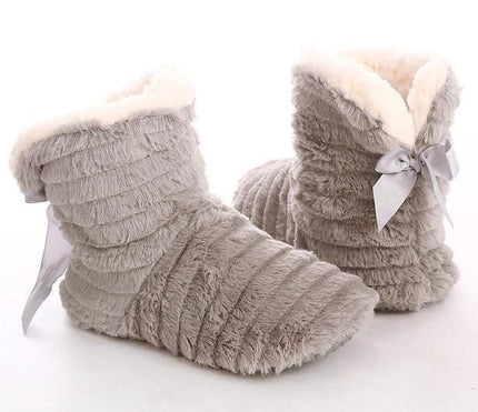 Chausson Chaussette Fourrure Gris