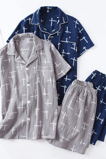 Miesten Sininen Kennokuvioinen Lyhyt Pyjama
