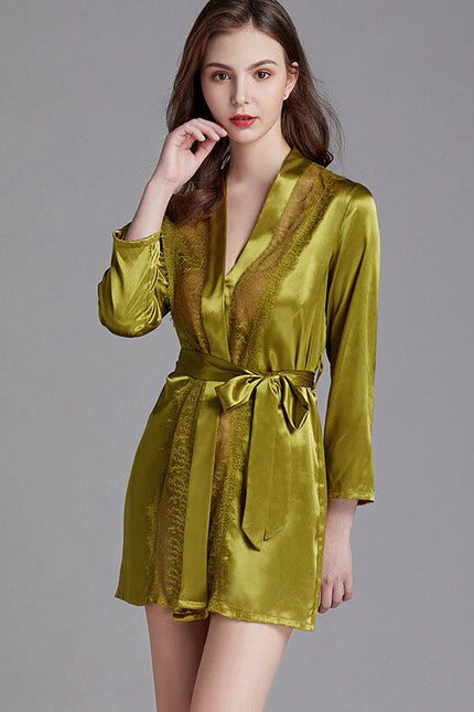 Vihreä Satiini Kimono