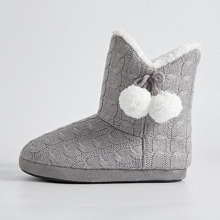 Chaussons Chaussettes Tresses Gris Clair
