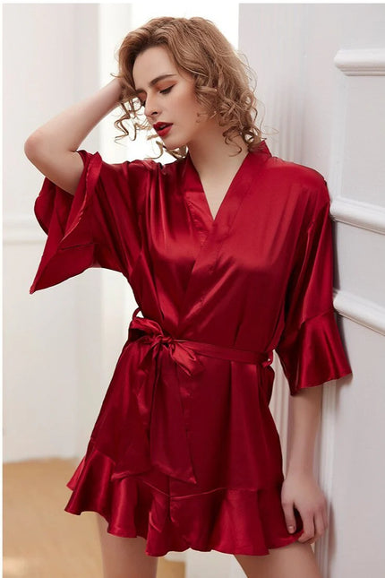 Naisten Punainen Satiini Kimono