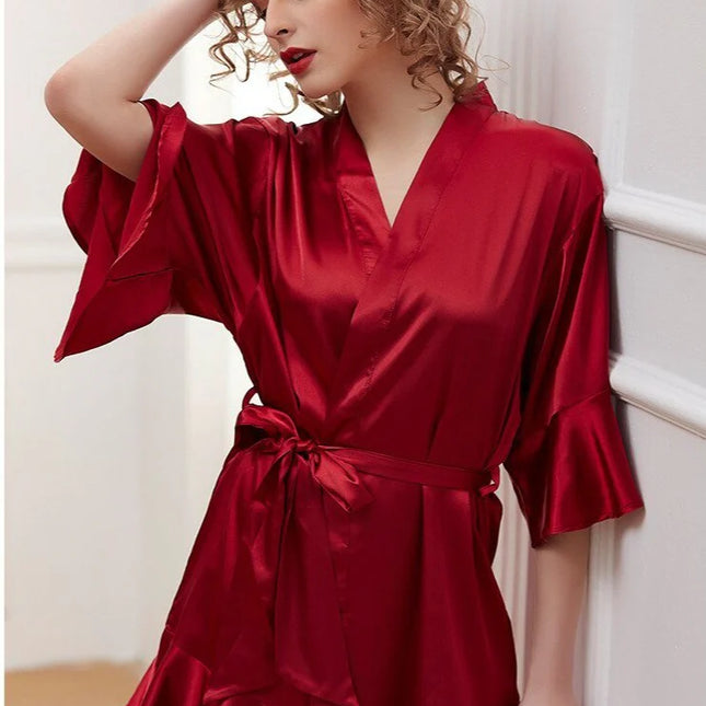 Naisten Punainen Satiini Kimono