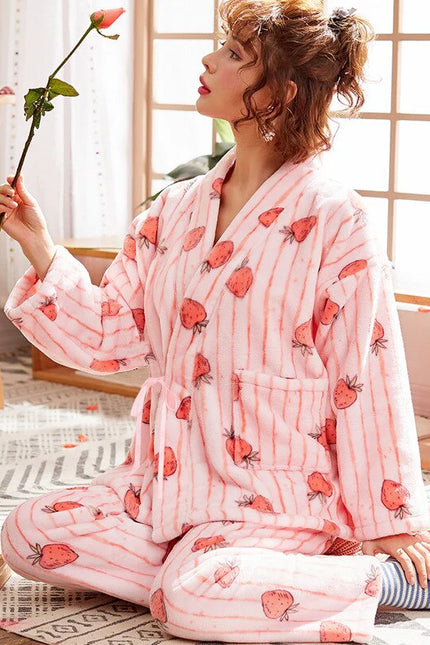 Naisten Vaaleanpunainen Fleece Pyjama