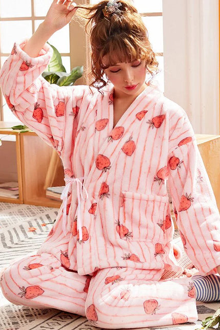 Naisten Vaaleanpunainen Fleece Pyjama