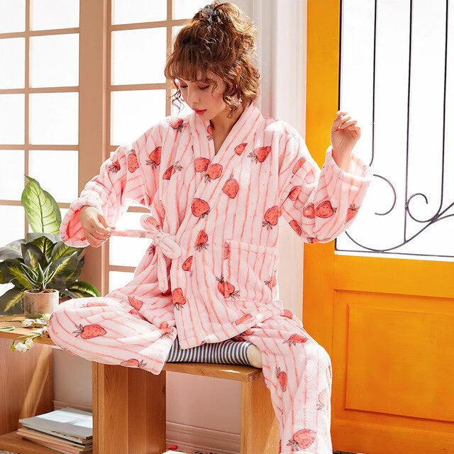 Pyjama Femme Polaire Rose-Peignoir Avenue