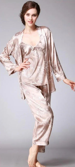 Vaaleanpunainen Samppanja Satiini Pyjama