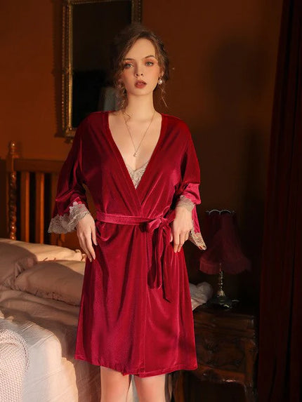 Peignoir Femme Velours Ras