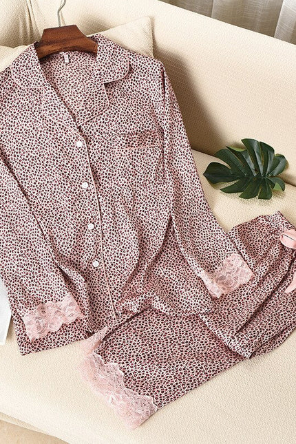 Pyjama Satin Imprimé Rose