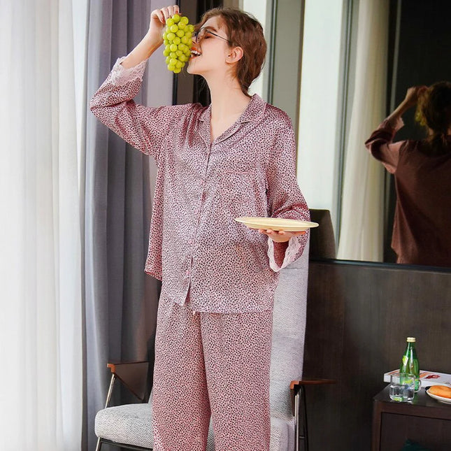 Vaaleanpunainen Kuviollinen Satiini Pyjama