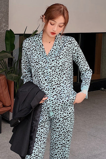 Vihreä Kuviollinen Satiini Pyjama