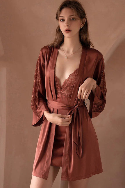 Les ensembles fine dentelle, sexy chic-Peignoir Avenue