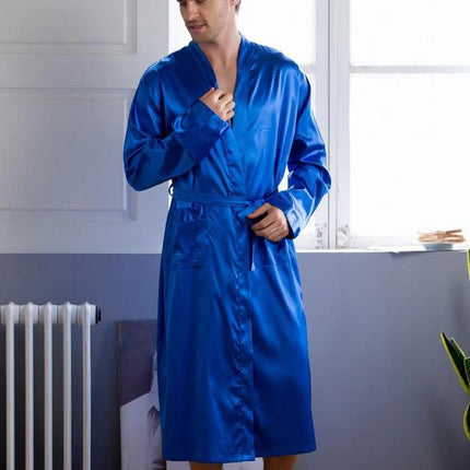 Peignoir Satin Homme Bleu électrique