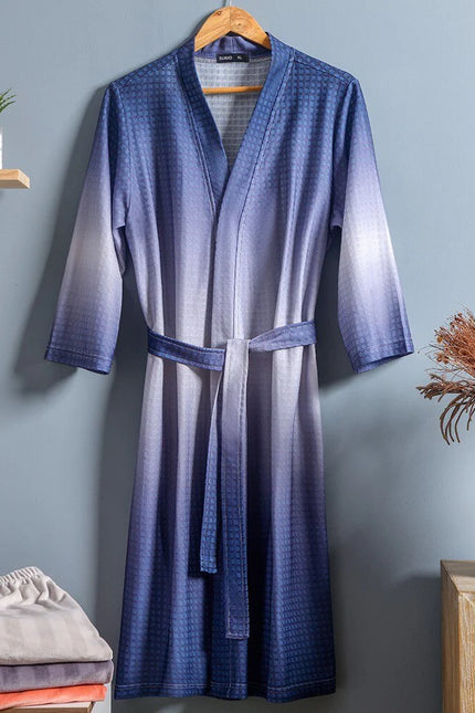 Peignoir Homme Gaufré Bleu