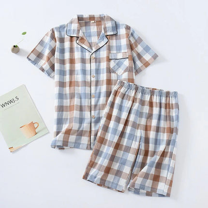 Pyjashort à Carreaux Bleu