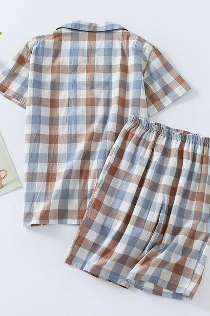 Sininen Ruudullinen Lyhyt Pyjama