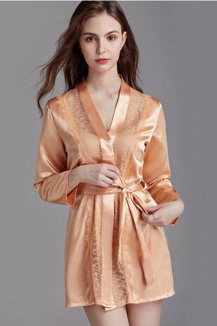 Naisten Lyhyt Satiini Kimono