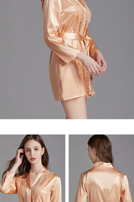 Naisten Lyhyt Satiini Kimono