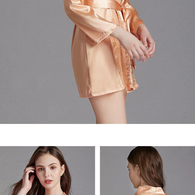 Naisten Lyhyt Satiini Kimono