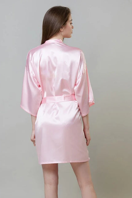 Vaaleanpunainen Satiini Kimono Mekko