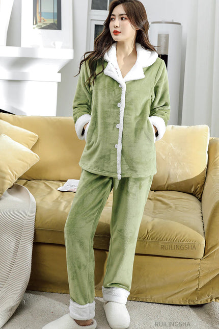 Vihreä Fleece Pyjama