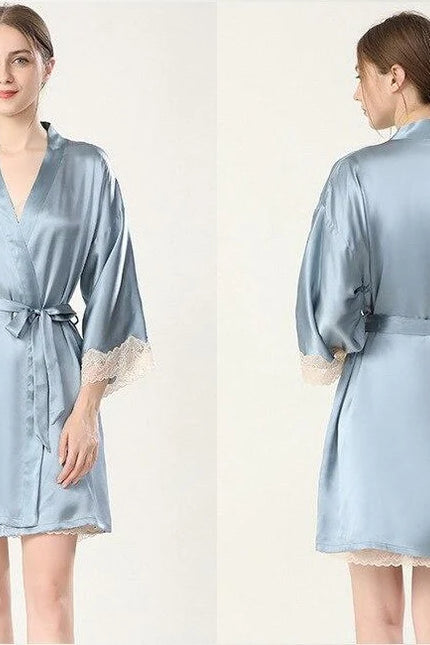 Sininen Silkki Kimono (Ja Yöpaita)
