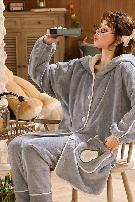 Robe de Chambre Courte Boutonnée-Peignoir Avenue
