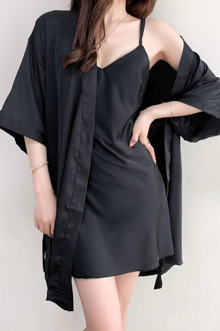 Kimono Satin Robe Noir