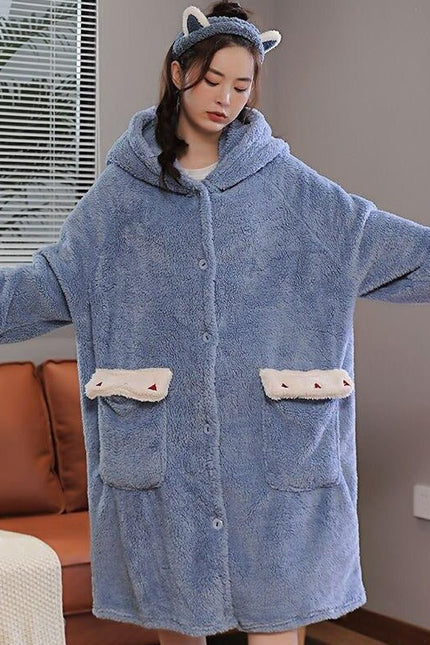 Robe de Chambre Flanelle Bleu