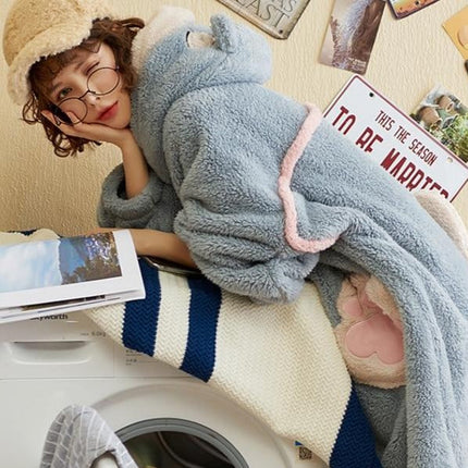 Taivaansininen Fleece Kylpytakki