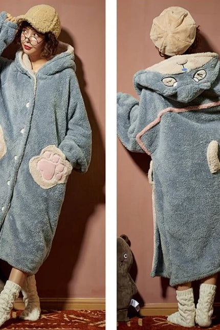 Taivaansininen Fleece Kylpytakki