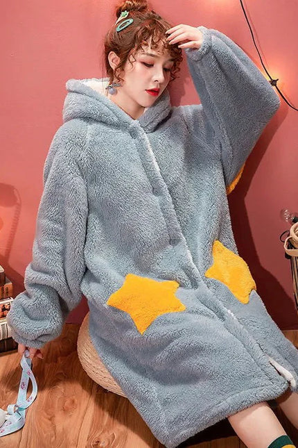 Robe de Chambre Bleu Femme