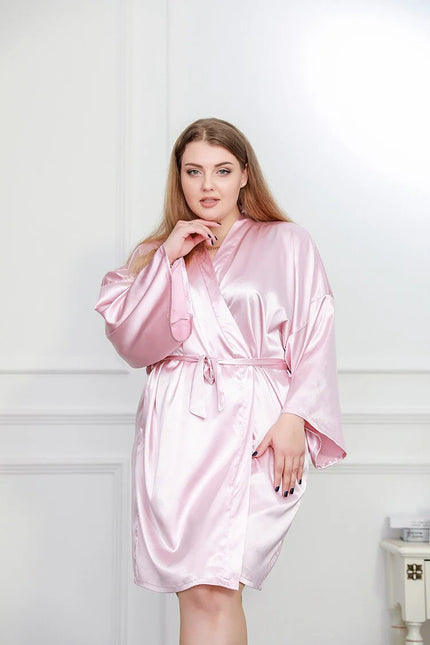 Vaaleanpunainen Satiini Kimono Mekko