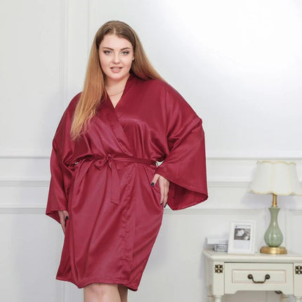 Peignoir Satin Rouge Femme