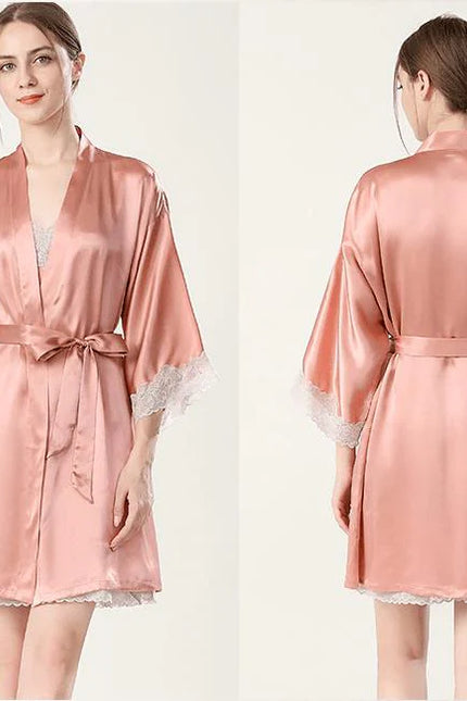 Naisten Yö Silkki Kimono (Ja Yöpaita)
