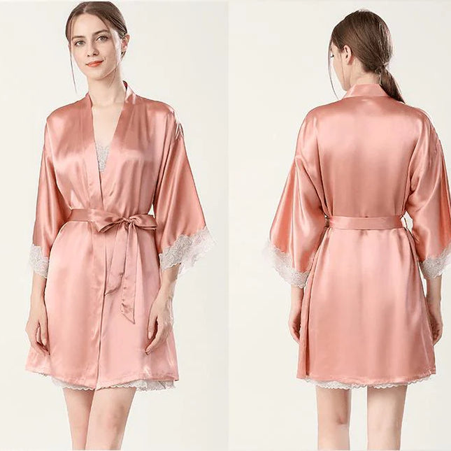 Naisten Yö Silkki Kimono (Ja Yöpaita)